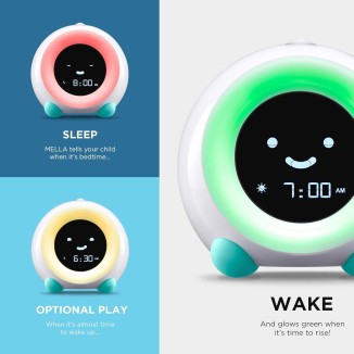 Ready to Rise Children's Sleep Trainer, Night Light, Sound Machine and OK to Wake Alarm Clock for Toddlers and Kids - Arctic Blue