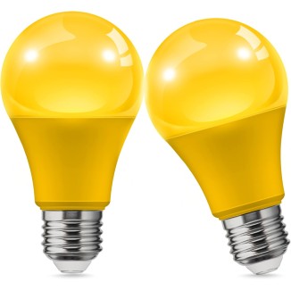 LED Yellow Bug Light Bulbs Outdoor, A19 9W Bug Lights for Outside, 60W Equivalent, 2000K Amber Porch Light Bulb