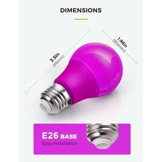 Purple Light Bulbs, 5W Purple Colored Light Bulb for Decor, A15 E26 Purple LED Bulb for Decoration, Party Decor, Home Decorative Lighting, 4 Pack