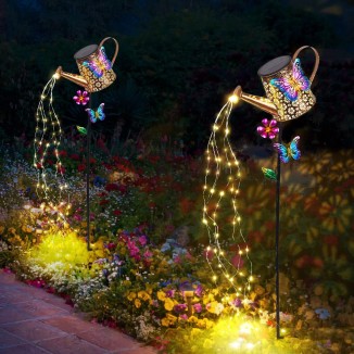 Solar Watering Can with Lights Outdoor Garden,Waterproof Garden Stake Lights Decoration for Yard Lawn Patio Pathway Front Porch Landscape Gardening Gifts for Mom Grandma Women Birthday Gift