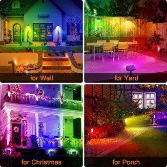 Solar Spot Lights Outdoor Color Changing,[7 Modes/6 Pack] Christmas IP65 Waterproof Landscape Spotlights, Dusk to Dawn Solar Powered Security Light for Patio Gate Walkway Pool Garden Yard Driveway