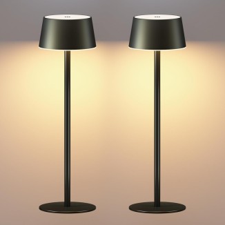 2 Pack Cordless Table Lamp Rechargeable - 5000mAh Battery Operated Touch Lamps, 3 Color Stepless Dimmable Desk Lamps for Patio Restaurant Bars Dining Home Living Room Bedroom Night Light (Black)