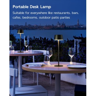 2 Pack Cordless Table Lamp Rechargeable - 5000mAh Battery Operated Touch Lamps, 3 Color Stepless Dimmable Desk Lamps for Patio Restaurant Bars Dining Home Living Room Bedroom Night Light (Black)