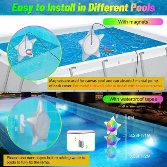 LED Pool Lights with ETL Adapter, 15W RGB Music Sync&Color Changing Submersible Pool Lights with APP Control, Waterproof IP68 Swimming Pool Lights for Above Ground Pools Inground Pools (26ft Cord)